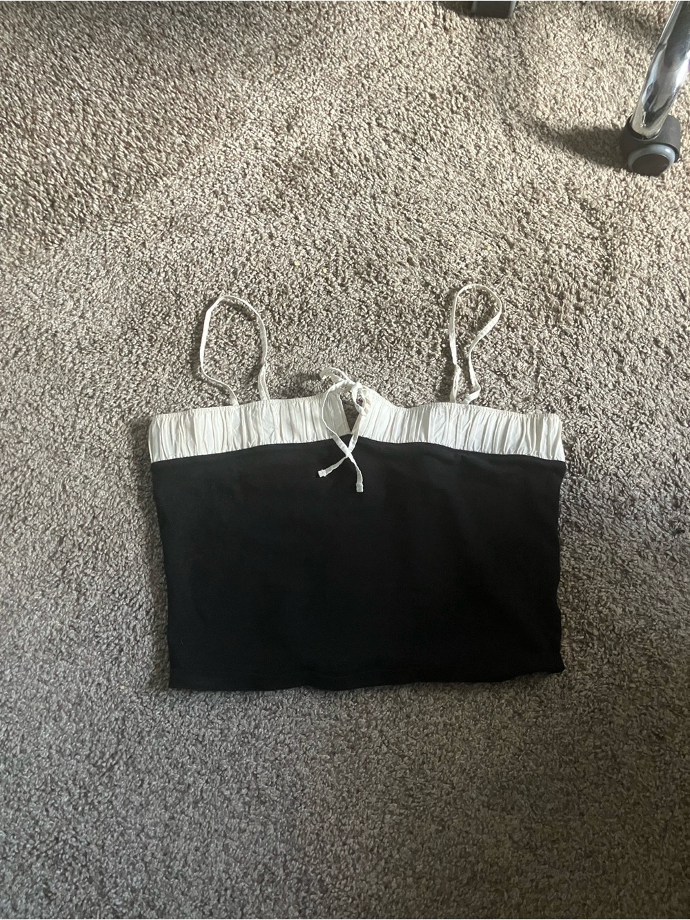 American Eagle Outfitters Black Crop Top with White Trim